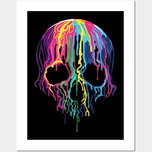 Colorful Melting Skull Art Graphic Halloween Posters and Art